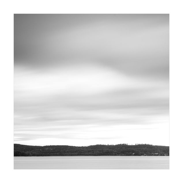 Tappeti effetto naturale Tramonto in bianco e nero sul lago