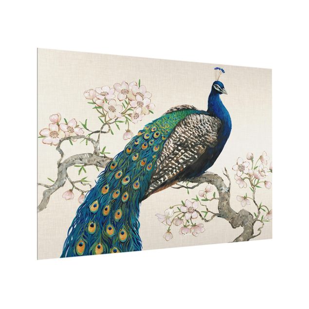Paraschizzi in vetro - Vintage Peacock With Cherry Blossoms
