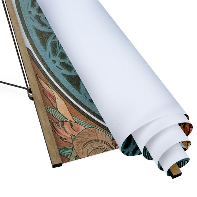 Quadro su tessuto con stecche per poster - Alfons Mucha - Quattro arti - Poesia - Verticale 2:1