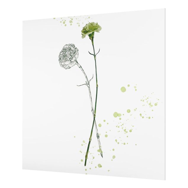Paraschizzi in vetro - Botanical Watercolor - Carnation