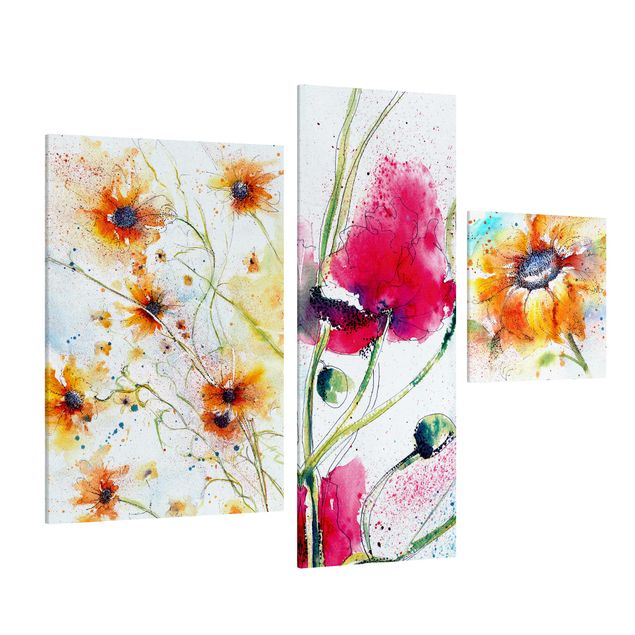 Stampa su tela 3 parti - Watercolor Flower Power - Collage 1