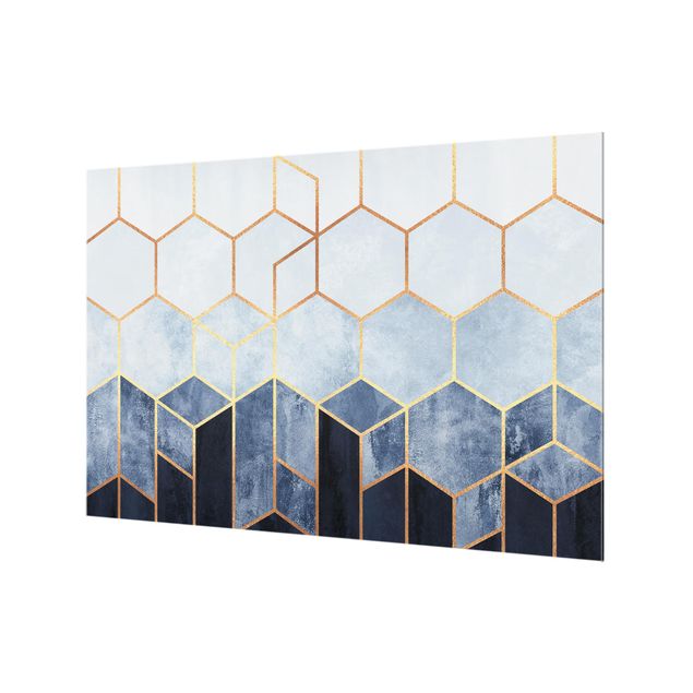 Paraschizzi in vetro - Golden Hexagons Blue White