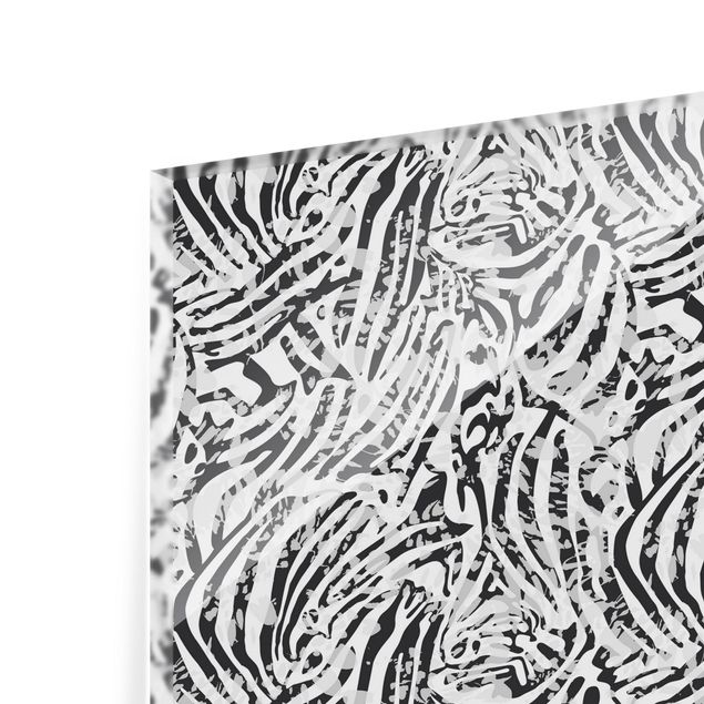 Paraschizzi in vetro - Motivo zebrato in tonalità di grigio - Formato orizzontale 3:2