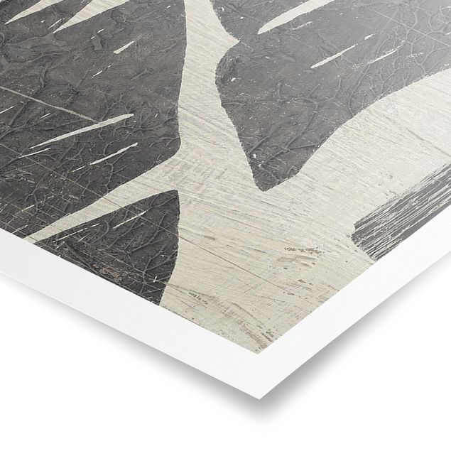 Poster - Foglie di palma contro un grigio chiaro - Panorama formato orizzontale
