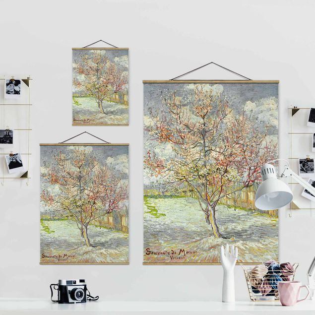 Foto su tessuto da parete con bastone - Vincent Van Gogh - Peach Blossom - Verticale 4:3