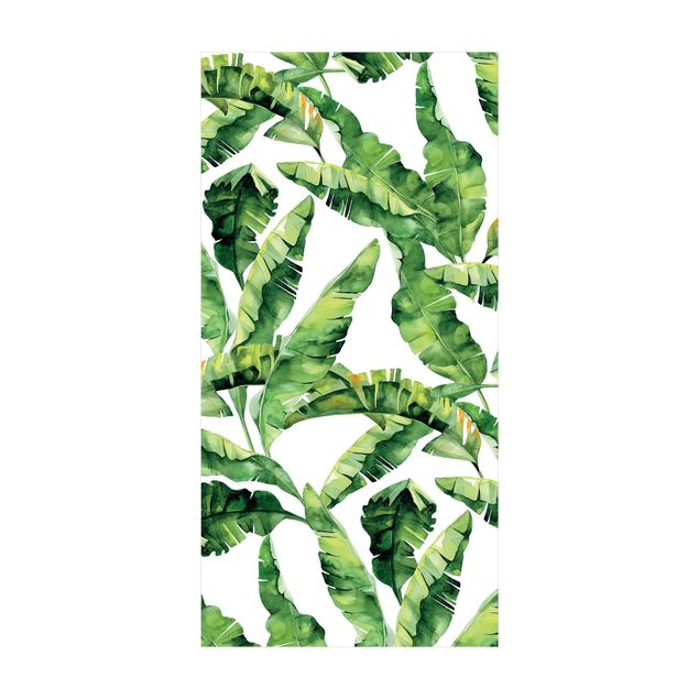 Tappeti verdi Schema ad acquerello con foglie di banana