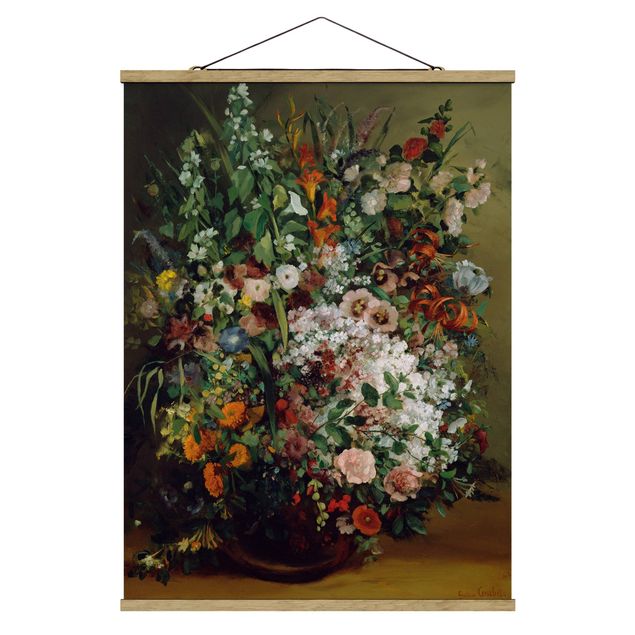 Foto su tessuto da parete con bastone - Gustave Courbet - il mazzo in vaso - Verticale 4:3