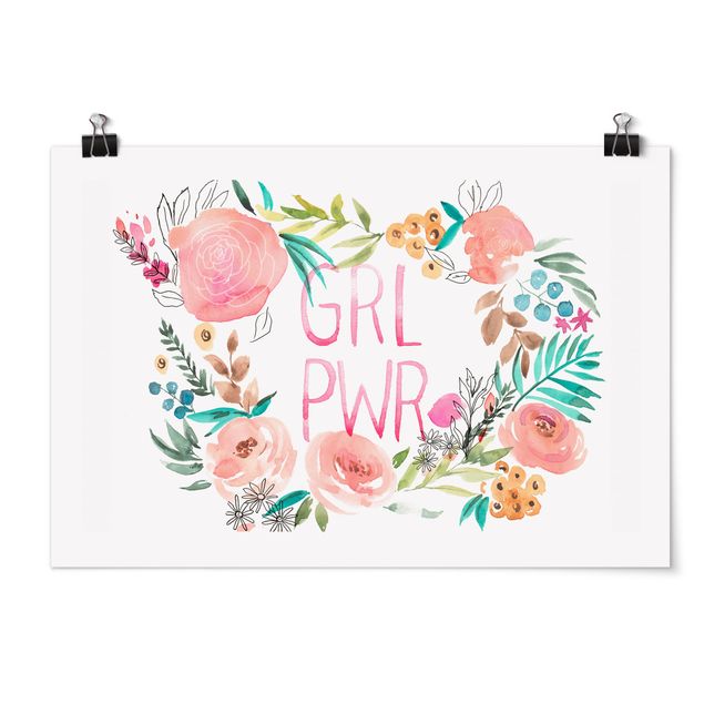 Poster - Pink Flowers - Girl Power - Orizzontale 2:3