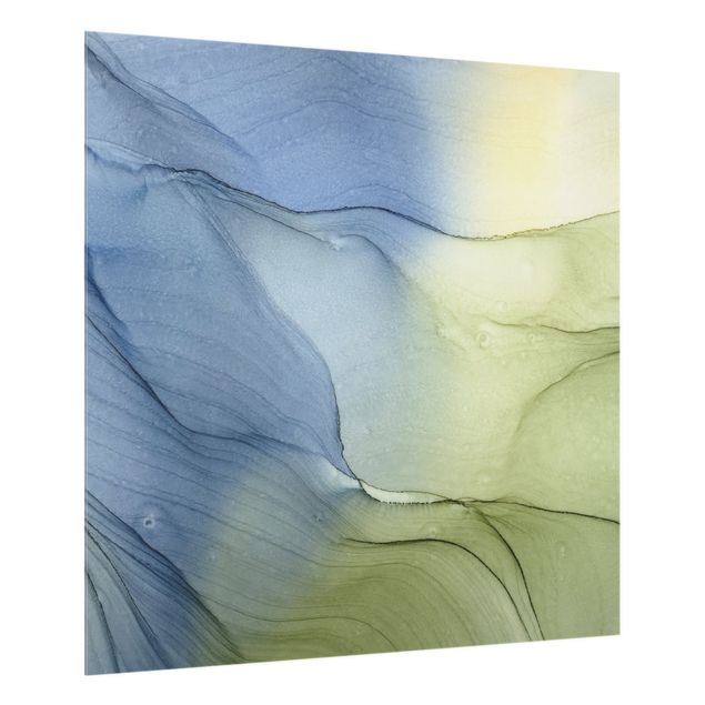 Paraschizzi in vetro - Mélange di grigio bluastro con verde muschio - Quadrato 1:1