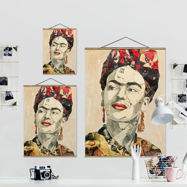 Foto su tessuto da parete con bastone - Frida Kahlo - Collage No.2 - Verticale 4:3
