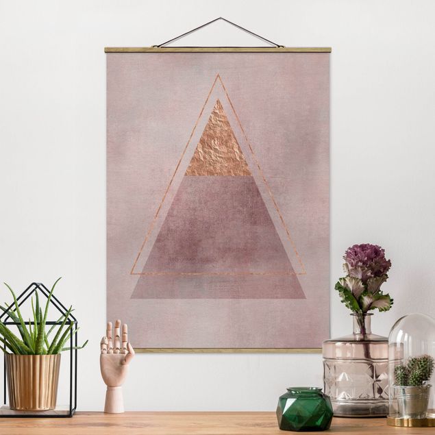 quadro astratto moderno Geometria in rosa e oro II