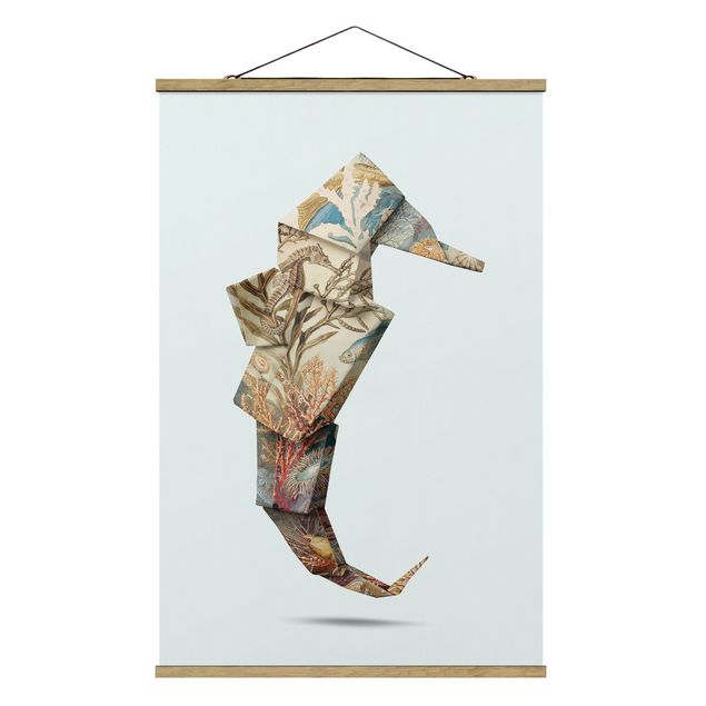 Foto su tessuto da parete con bastone - origami Seahorse - Verticale 3:2
