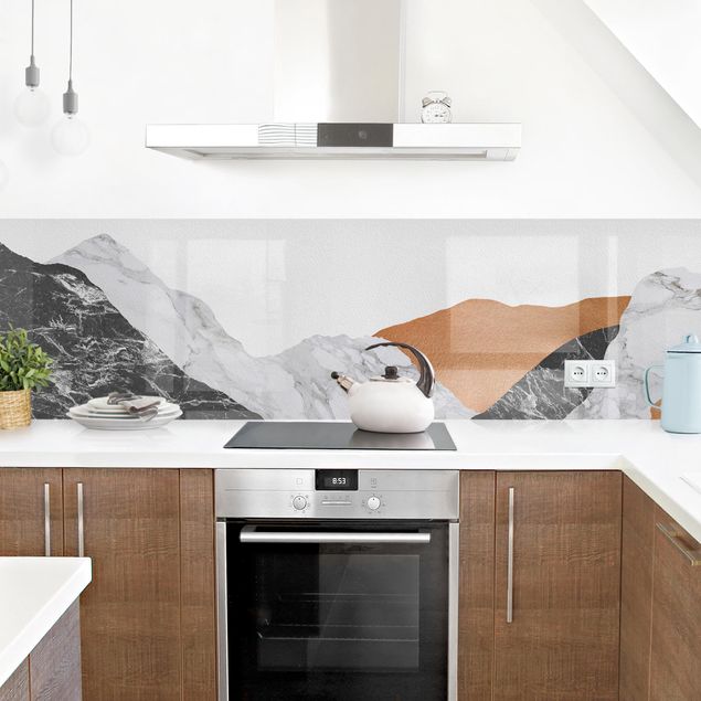 rivestimenti moderni cucina Paesaggio in marmo e rame