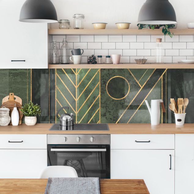 Rivestimenti cucina di plastica Forme geometriche oro smeraldo