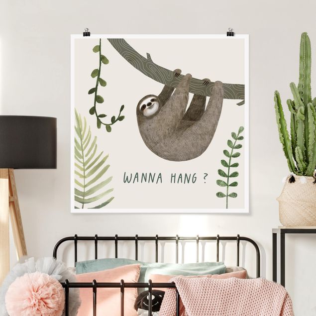 Poster cameretta bambini animali Detti del bradipo - Appendere
