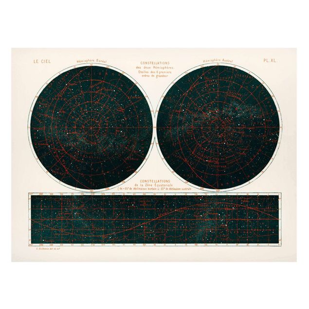 Lavagna magnetica - Costellazioni illustrazione d'epoca - Formato orizzontale 3:4