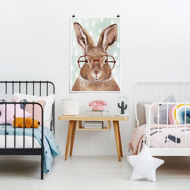 Poster cameretta bambini animali Animali con occhiali - Coniglio