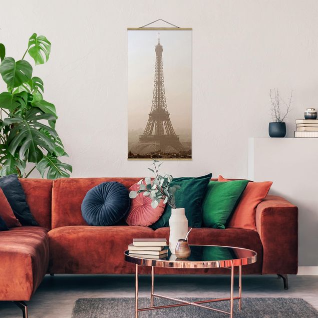 Quadro su tessuto con stecche per poster - Tour Eiffel - Verticale 2:1