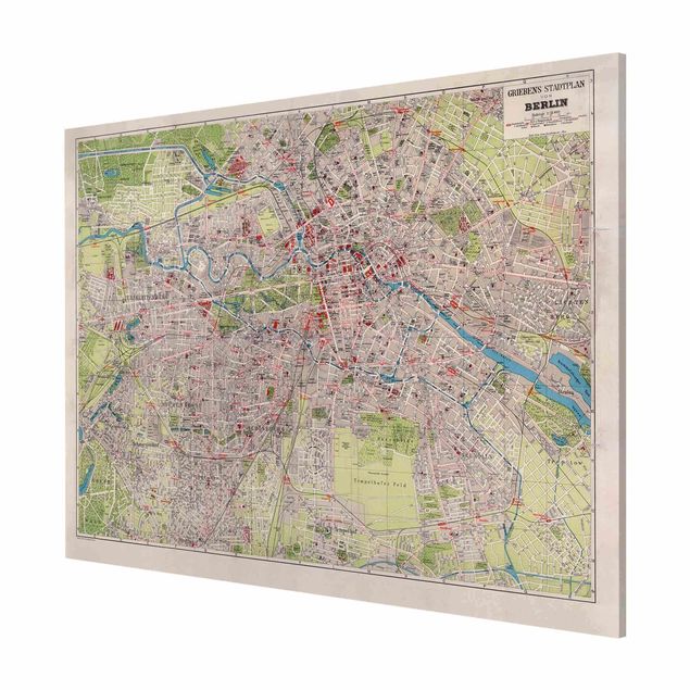 Lavagna magnetica - Vintage Mappa Berlino - Formato orizzontale 3:4