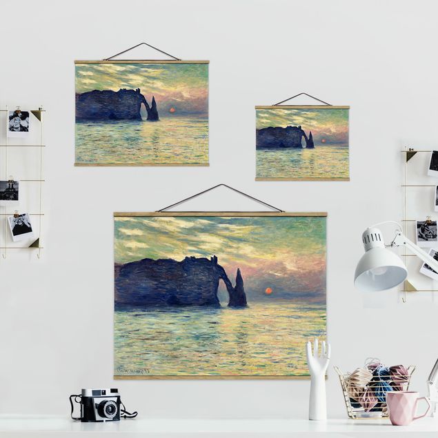 Foto su tessuto da parete con bastone - Claude Monet - Rock Tramonto - Orizzontale 3:4