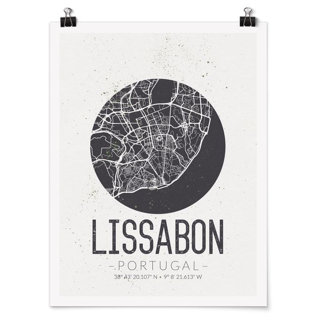Poster - Mappa Lisbona - Retro - Verticale 4:3