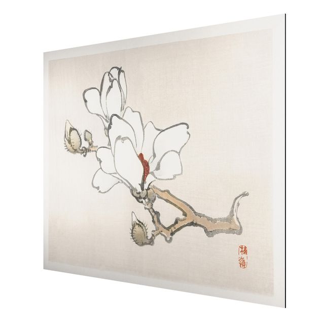 Stampa su alluminio spazzolato - Asian Vintage Disegno White Magnolia - Orizzontale 3:4