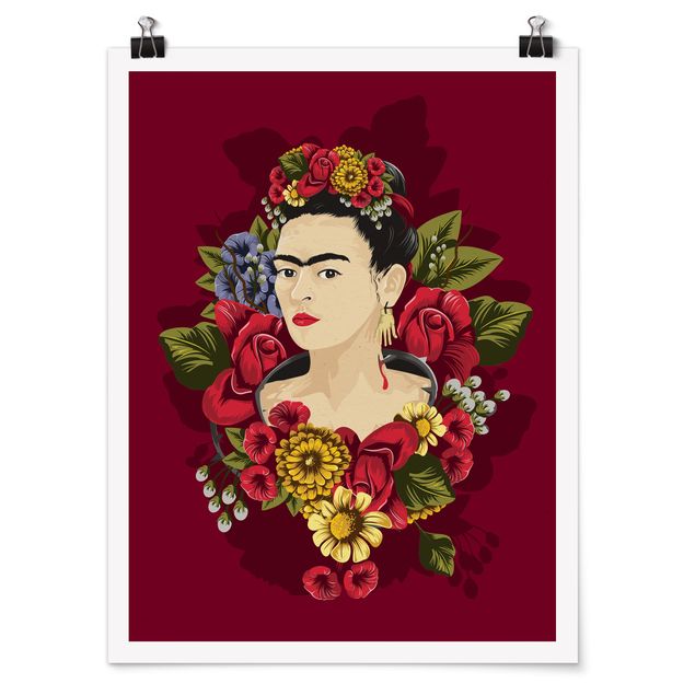 Poster - Frida Kahlo - Roses - Verticale 4:3