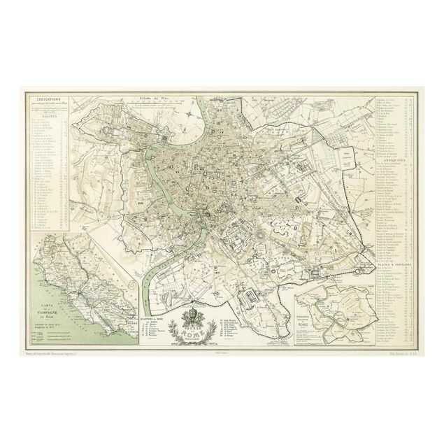Stampa su Forex - Vintage mappa di Roma antica - Orizzontale 2:3
