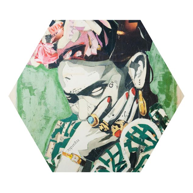 Esagono in Alluminio Dibond - Frida Kahlo - Collage No.3