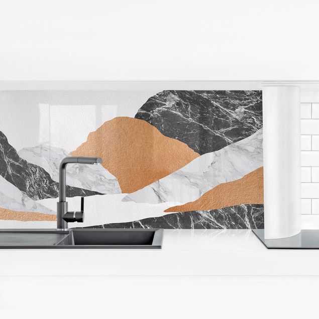 Rivestimenti cucina adesivi Paesaggio in marmo e rame II