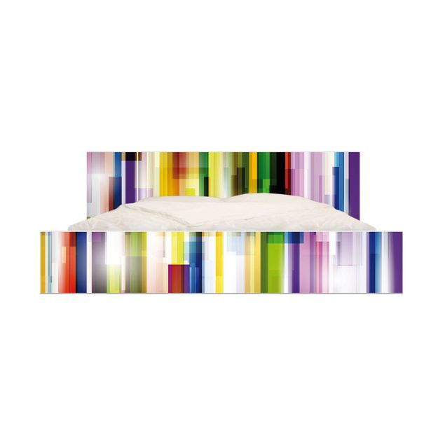 Carta adesiva per mobili IKEA - Malm Letto basso 160x200cm Rainbow Cubes