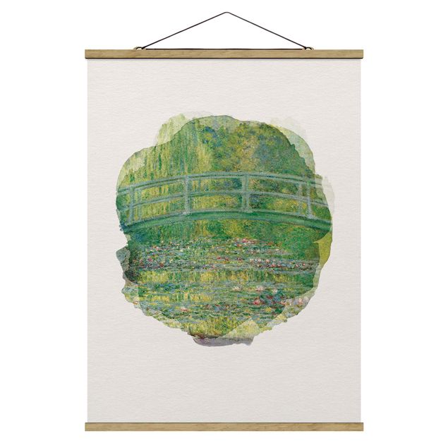 Foto su tessuto da parete con bastone - Acquerelli - Claude Monet - Ponte giapponese - Verticale 4:3