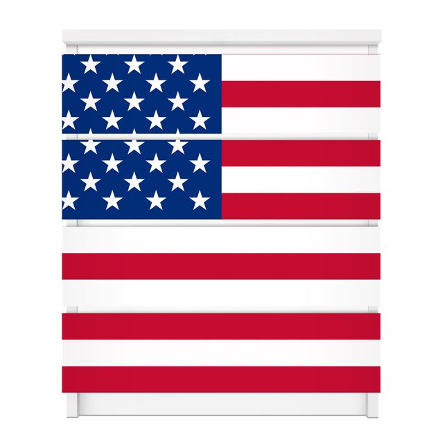 Carta adesiva per mobili IKEA - Malm Cassettiera 4xCassetti - Flag of America 1