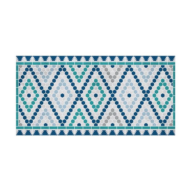 Tappeti effetto piastrelle Piastrelle marocchine blu turchese
