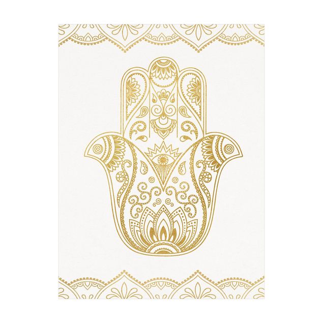 Tappeti color oro Mano Hamsa - Illustrazione Oro Bianco