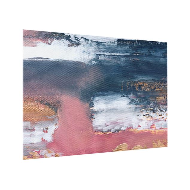 Paraschizzi in vetro - Tempesta rosa con oro - Formato orizzontale 4:3