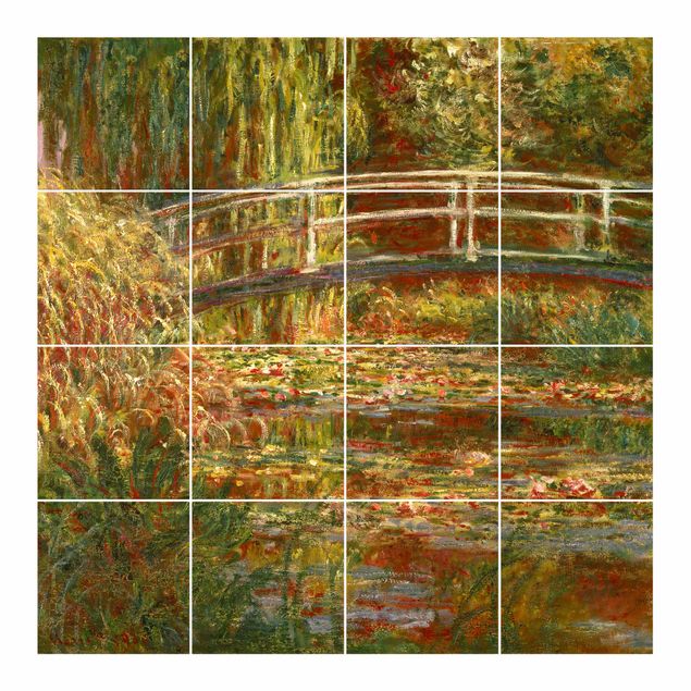 Adesivi per piastrelle con immagine - Claude Monet - Lo Stagno delle Ninfee e Ponte giapponese (Armonia in rosa)