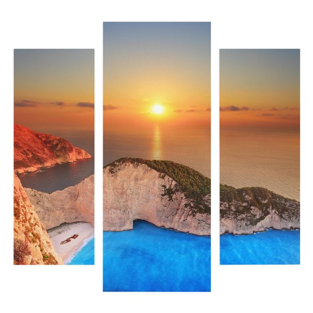 Stampa su tela 3 parti - Sunset Over Zakynathos - Trittico da galleria