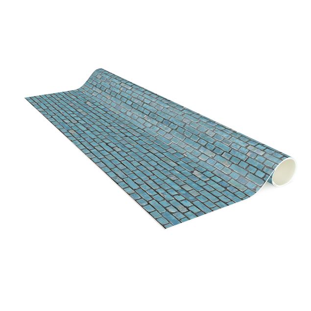 Tappeto effetto 3d Carta da parati effetto mattoni e piastrelle in blu turchese