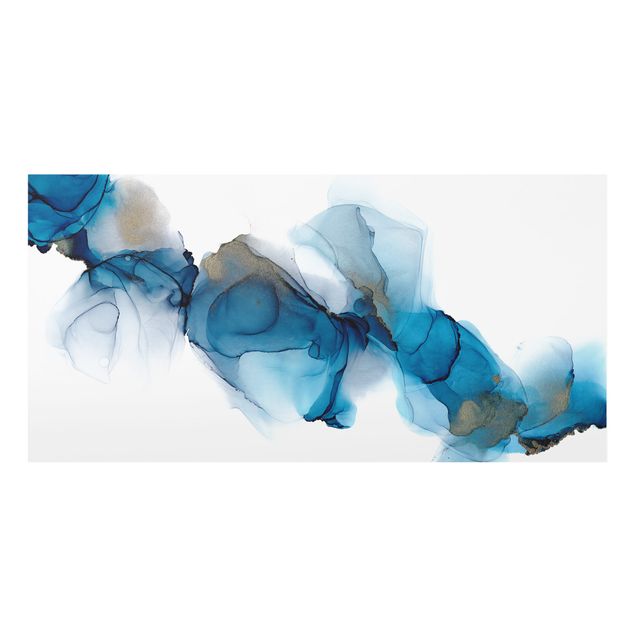 Paraschizzi in vetro - La via del vento in blu e oro - Formato orizzontale 2:1
