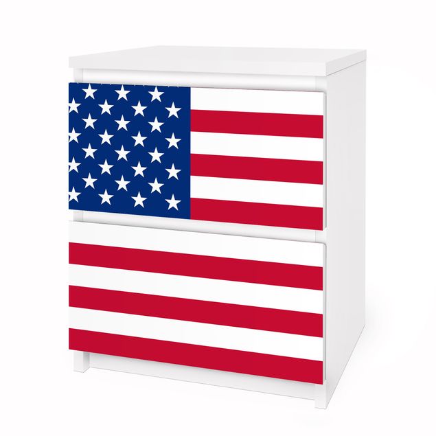 Carta adesiva per mobili IKEA - Malm Cassettiera 2xCassetti - Flag of America 1