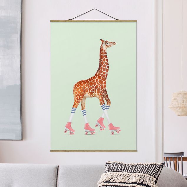 quadri con animali Giraffa con pattini a rotelle