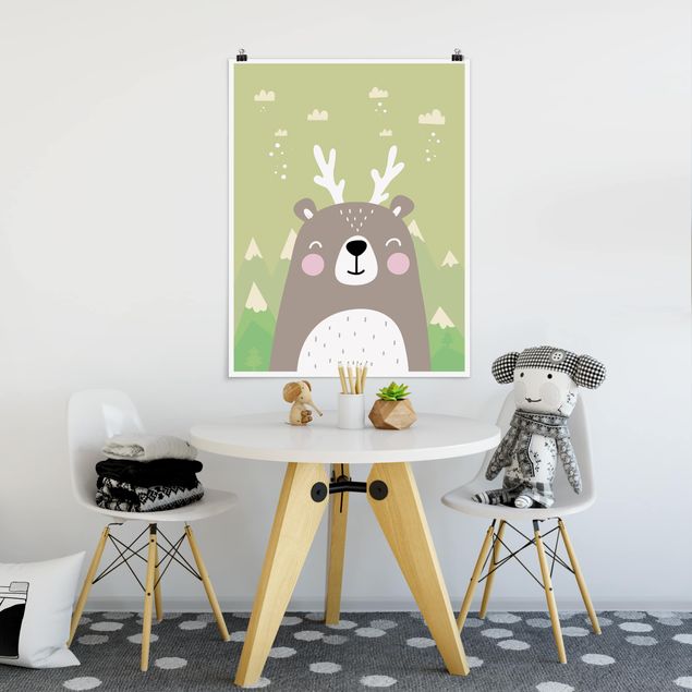 Poster cameretta bambini animali Orso sciacallo