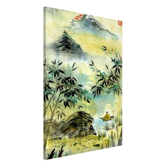 Lavagna magnetica per ufficio Disegno acquerello giapponese Foresta di bambù