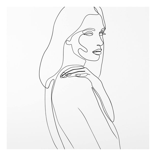 Stampa su Forex - Spalla di Line Art Woman Bianco e nero - Quadrato 1:1