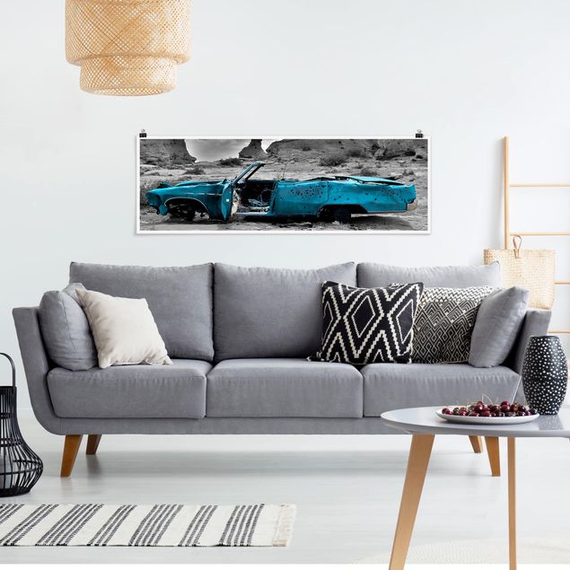Poster - turqouise Cadillac - Panorama formato orizzontale