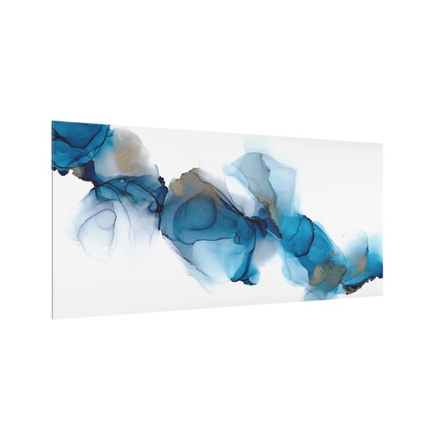 Paraschizzi in vetro - La via del vento in blu e oro - Formato orizzontale 2:1