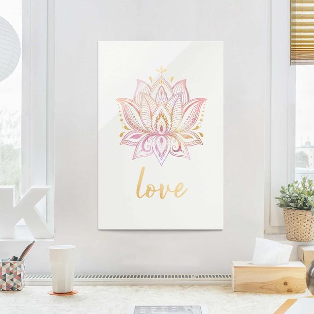 Lavagna magnetica vetro Illustrazione di loto - Amore Oro Rosa Chiaro