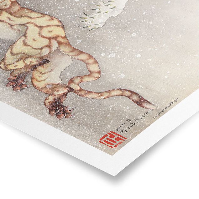 Poster - Katsushika Hokusai - Tiger in tempesta di neve - Orizzontale 2:3