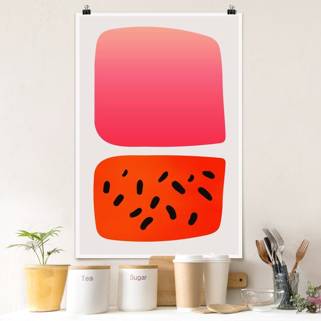 quadro astratto moderno Forme astratte - Melone e rosa